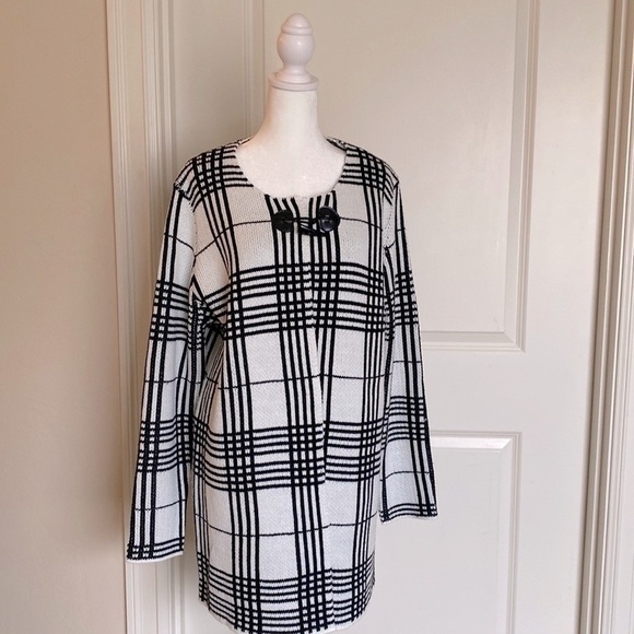 Escio black Ivory Longline cardigan Womens XL sweater open front office career - Picture 1 of 6